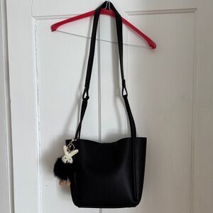 Elegant Black Tote Bag with Charm